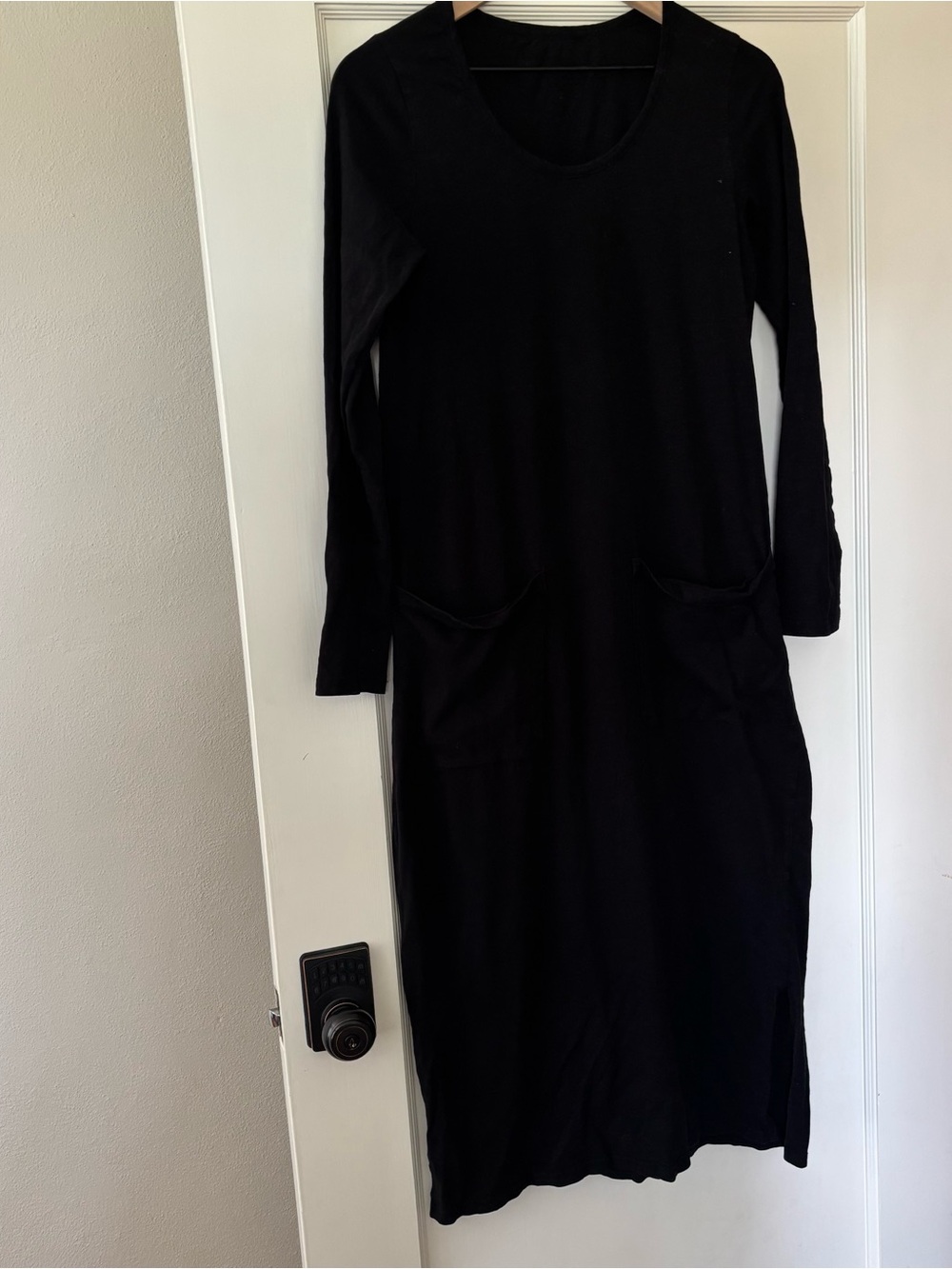 Pact Black Organic Cotton Softspun 3/4 sleeve Midi Dress- M